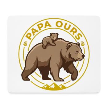 Papa Ours et Ourson Badge Nature Fête des Pères - Tapis de souris (format paysage) - blanc - Devant