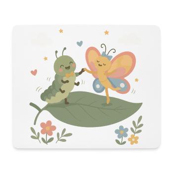 Danse des chenilles et des papillons - Tapis de souris (format paysage) - blanc - Devant