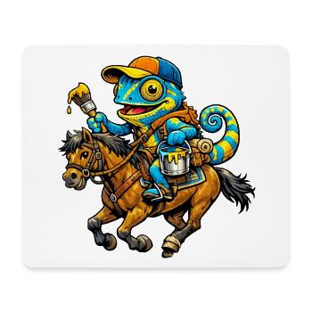 Chamäleon mit Pferd - Mousepad (Querformat) - Weiß - Vorne