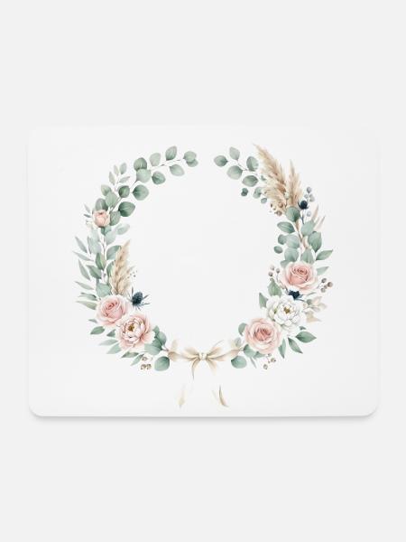 Pastellblumenkranz mit Band - Mousepad (Querformat) - Weiß