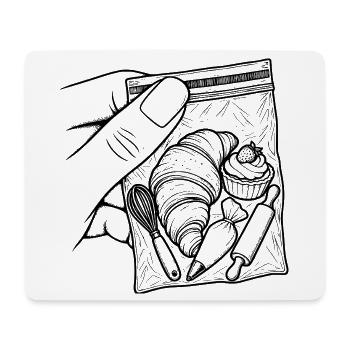 Suchtgebäck – Croissantbeutel & Schneebesen - Mousepad (Querformat) - Weiß - Vorne