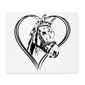 Un cœur pour les chevaux - Tapis de souris (format paysage) - blanc - Devant