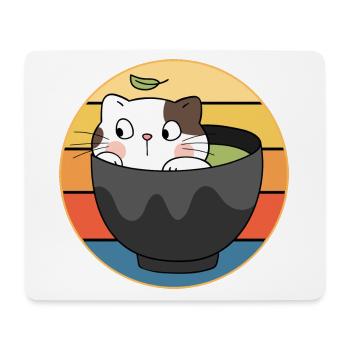 Funny Cute Kawaii Cat Face Retro Sunset - Mouse Pad (horizontal) - white - Front