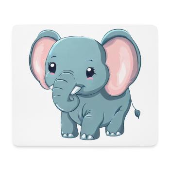 Süßer Grauer Elefant - Afrika - Mousepad (Querformat) - Weiß - Vorne