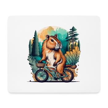 Capybara Riding A Bike - Funny Capy Animal - Viral - Mouse Pad (horizontal) - white - Front