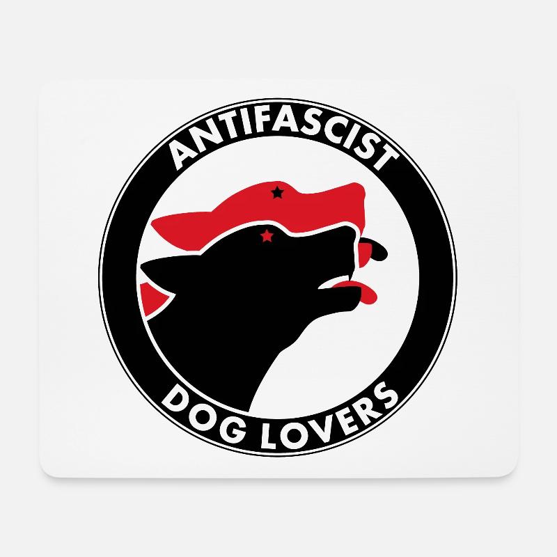 ANTIFASCIST DOG LOVER - Mousepad (Querformat) - Weiß
