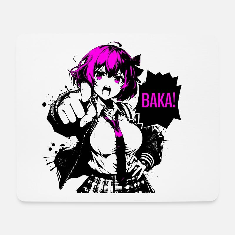 Anime Manga // Mädchen ruft BAKA! // AS014 - Mousepad (Querformat) - Weiß