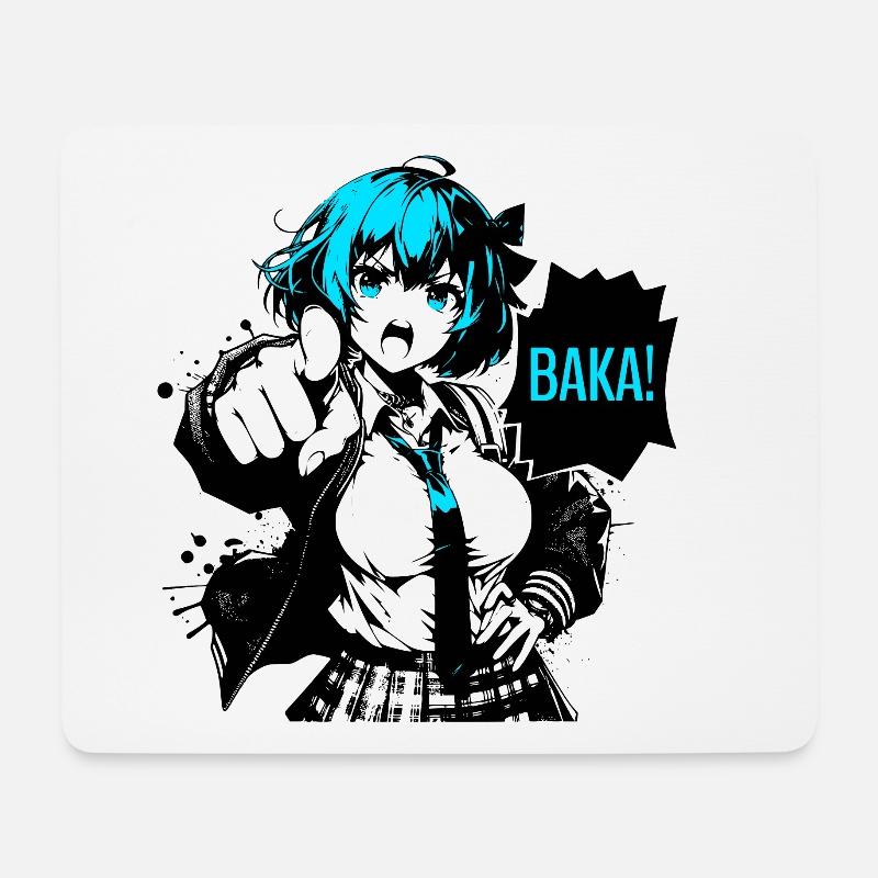 Anime Manga // Mädchen ruft BAKA! // AS015 - Mousepad (Querformat) - Weiß