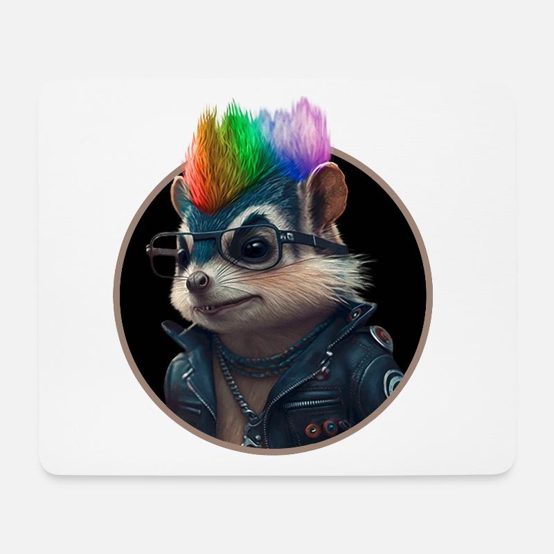 Punk Eichhörnchen mit Regenbogen Irokese Frisur - Mousepad (Querformat) - Weiß