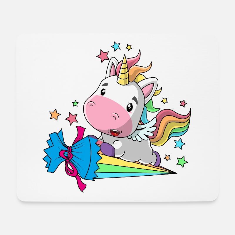 Einhorn Einschulung Schulkind Schule Zuckertüte - Mousepad (Querformat) - Weiß