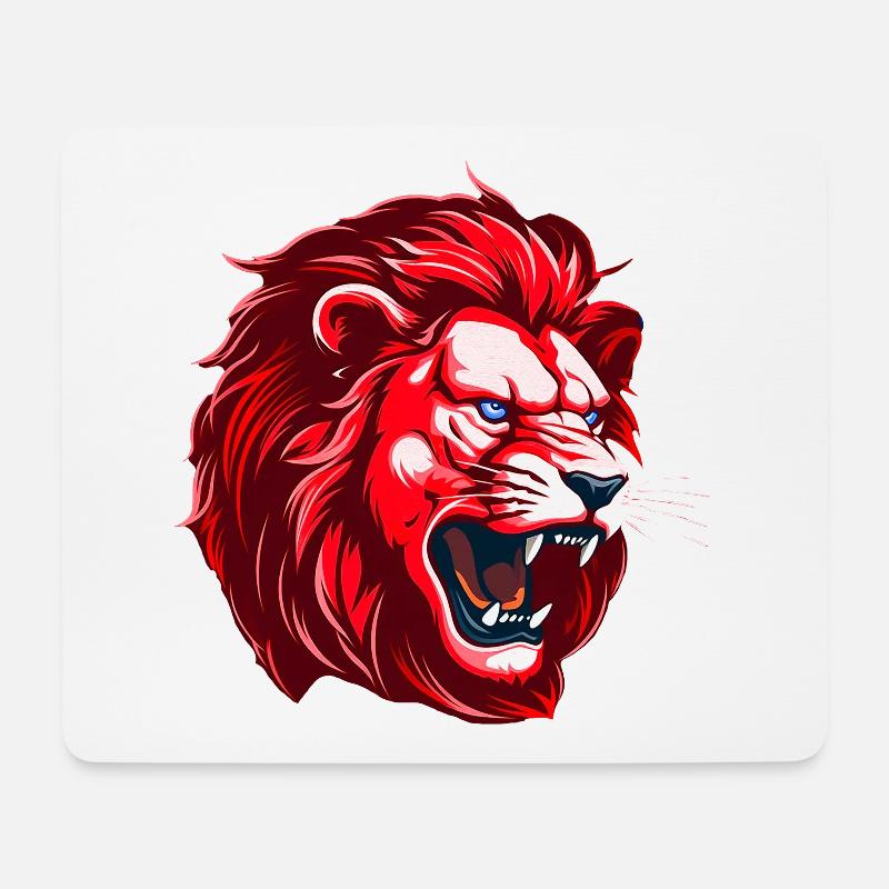 Roter Löwe Kopf - Mousepad (Querformat) - Weiß
