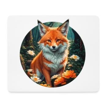 Fuchs im Blütenrausch Wald - Mousepad (Querformat) - Weiß - Vorne