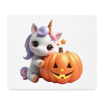 cute unicorn leaning on pumpkin halloween - Mouse Pad (horizontal) - white - Front