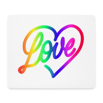 Love LOVE love Herz Regenbogen - Mousepad (Querformat) - Weiß - Vorne