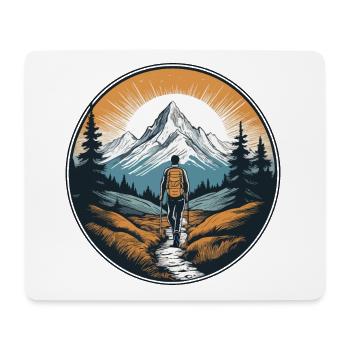 Wanderer vor Bergkulisse - Mousepad (Querformat) - Weiß - Vorne