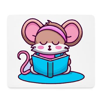 Leseratte Bücherwurm Maus - Mousepad (Querformat) - Weiß - Vorne
