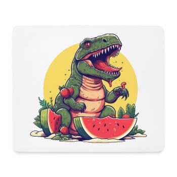 Dino T-Rex with melon and strawberry - Sunset Design - Mouse Pad (horizontal) - white - Front