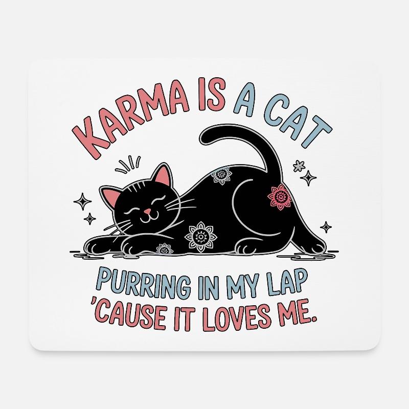 Karma ist eine Katze – Peaceful Cat Design - Mousepad (Querformat) - Weiß