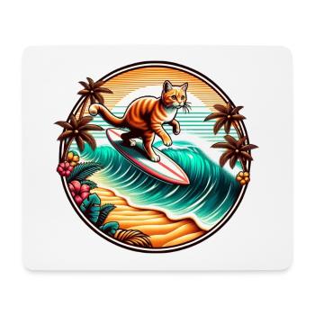 Katze surfen für Katzenfreunde - Mousepad (Querformat) - Weiß - Vorne
