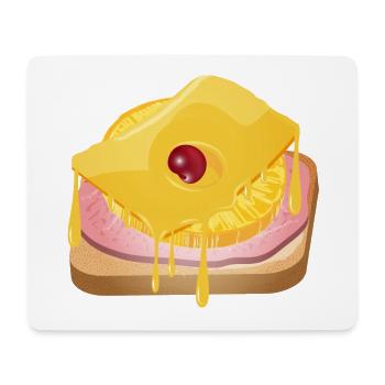 Ananas,fromage,jambon et pain grillé -Toast Hawaii - Tapis de souris (format paysage) - blanc - Devant