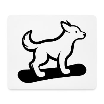 Hund Snowboard Snowboarder Minimalistisches Design - Mousepad (Querformat) - Weiß - Vorne
