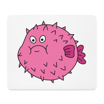 Funny cute cool fish Puffer fish - Mouse Pad (horizontal) - white - Front