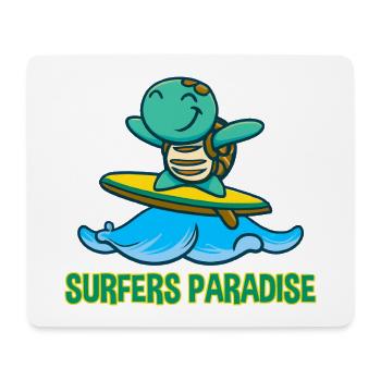 Kawaii Schildkröte Surfer - Sonnenbrille und - Mousepad (Querformat) - Weiß - Vorne