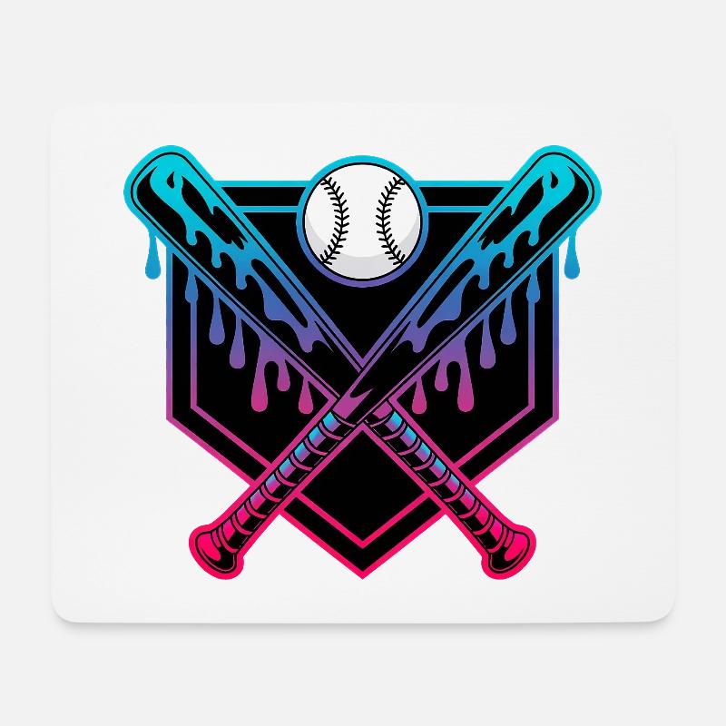 Neontropfende Baseballschläger gekreuzt - Mousepad (Querformat) - Weiß