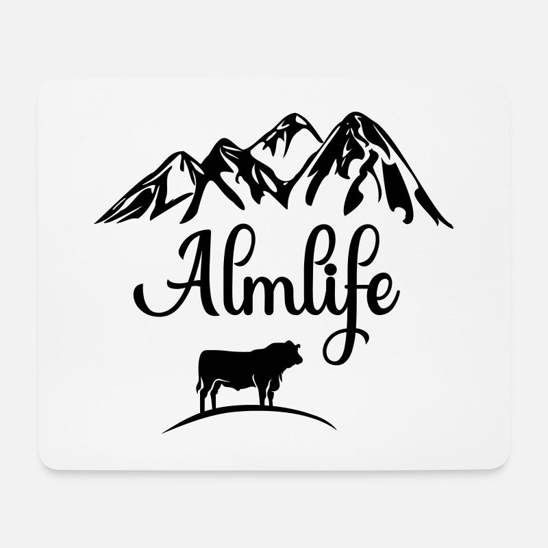 Alm Kuh Berge Berg Tirol Schweiz Bayern Alb Allgäu - Mousepad (Querformat) - Weiß
