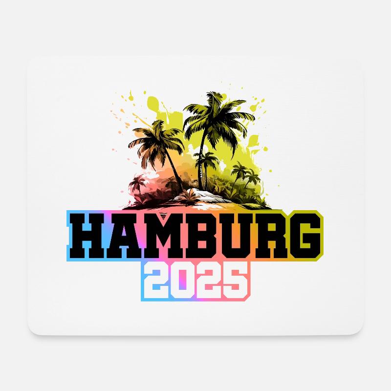 Hamburg 2025 Palmen Bunt - Mousepad (Querformat) - Weiß