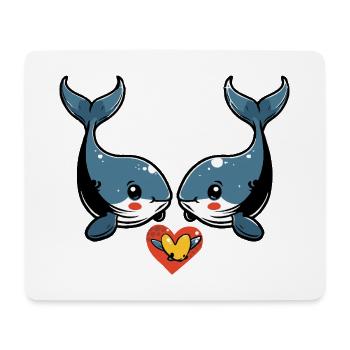 Wal Paar Valentinstag - Mousepad (Querformat) - Weiß - Vorne