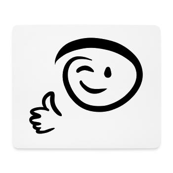 Face winks, gives thumbs up. Emoticon. - Mouse Pad (horizontal) - white - Front