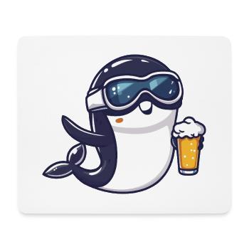 Baleine Après-Ski Bière Bande Dessinée - Tapis de souris (format paysage) - blanc - Devant