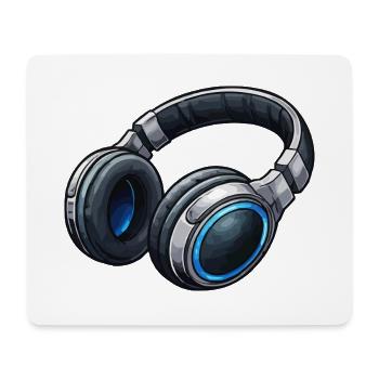 Kopfhörer Neon Blau - Mousepad (Querformat) - Weiß - Vorne