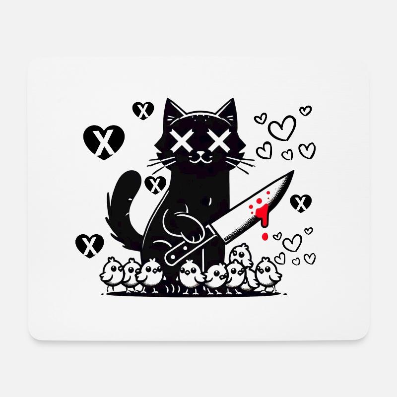 "Cat Noir Mouse Pad – Humor and Horror" - Mouse Pad (horizontal) - white