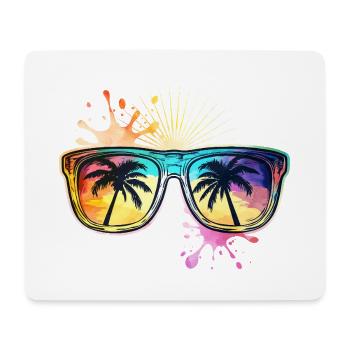 Sonnenbrille Palmen Urlaub - Mousepad (Querformat) - Weiß - Vorne