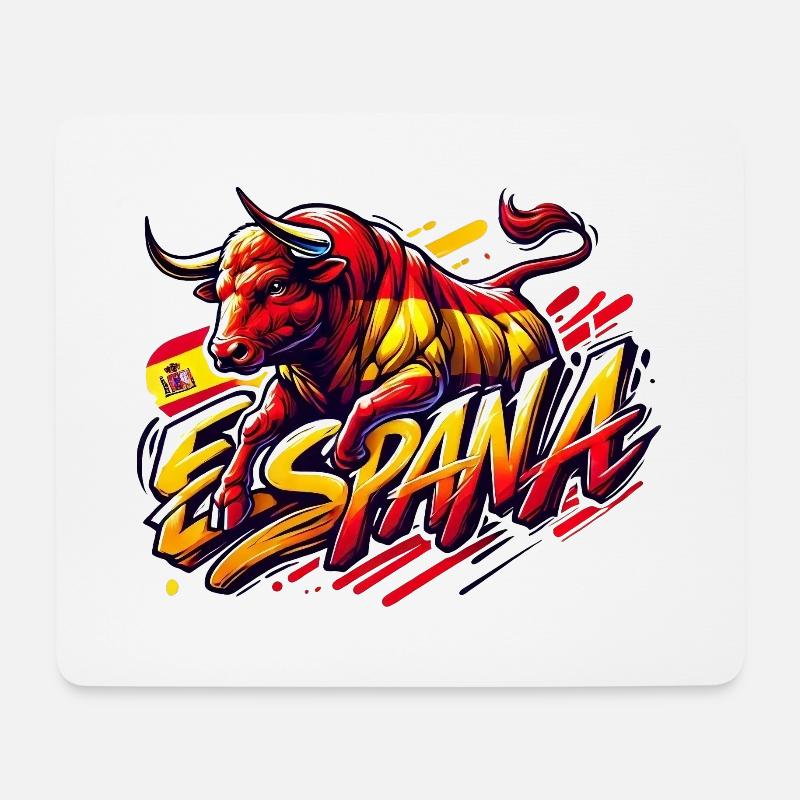 Espana Spanien Bullen Design - Mousepad (Querformat) - Weiß