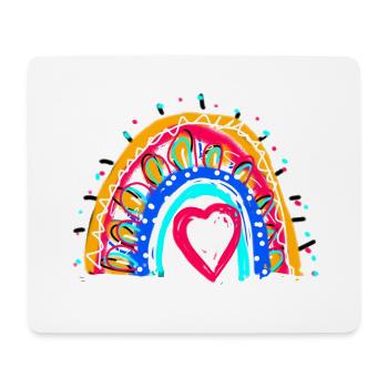 arc en ciel, coeur, étoiles, boho, coloré - Tapis de souris (format paysage) - blanc - Devant