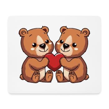 Ours Couple Coeur - Tapis de souris (format paysage) - blanc - Devant