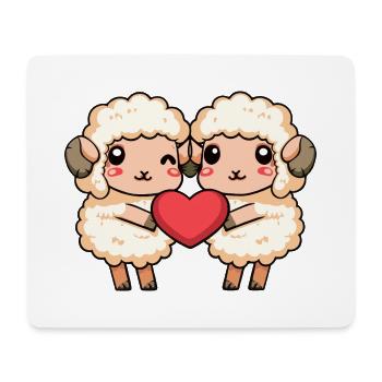 Schaf Paar Herz - Mousepad (Querformat) - Weiß - Vorne