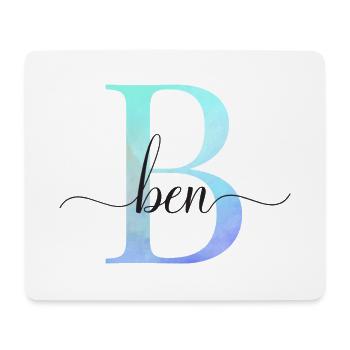 B| Monogramm | Name | Ben | Watercolor - Mousepad (Querformat) - Weiß - Vorne