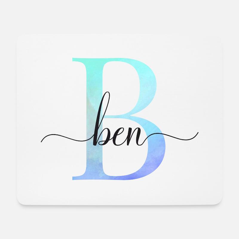 B| Monogramm | Name | Ben | Watercolor - Mousepad (Querformat) - Weiß