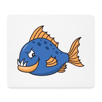 Poisson mignon mignon Cool Piranha - Tapis de souris (format paysage) - blanc - Devant