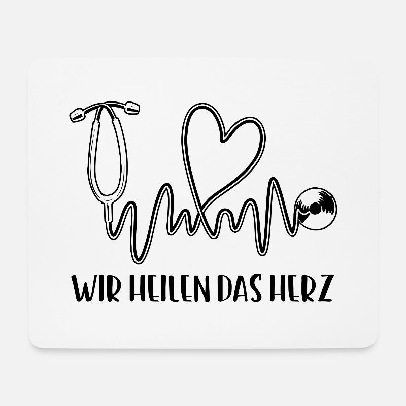 Herzformiges Stethoskop: Wir heilen das Herz - Mousepad (Querformat) - Weiß