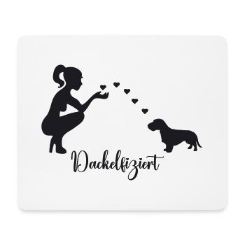 Rauhaardackel mit Frau - Mousepad (Querformat) - Weiß - Vorne