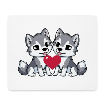 Couple de loups coeur - Tapis de souris (format paysage) - blanc - Devant