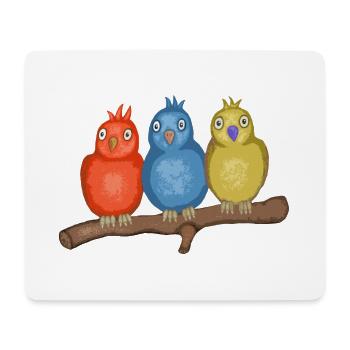 Colorful birds on a branch - Mouse Pad (horizontal) - white - Front