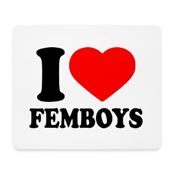 I love femboys - Mousepad (Querformat) - Weiß - Vorne