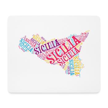 Sicily t-shirt map word cloud trinacria - Mouse Pad (horizontal) - white - Front