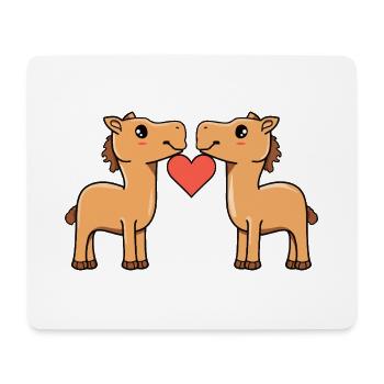 Couple Chameau Coeur - Tapis de souris (format paysage) - blanc - Devant